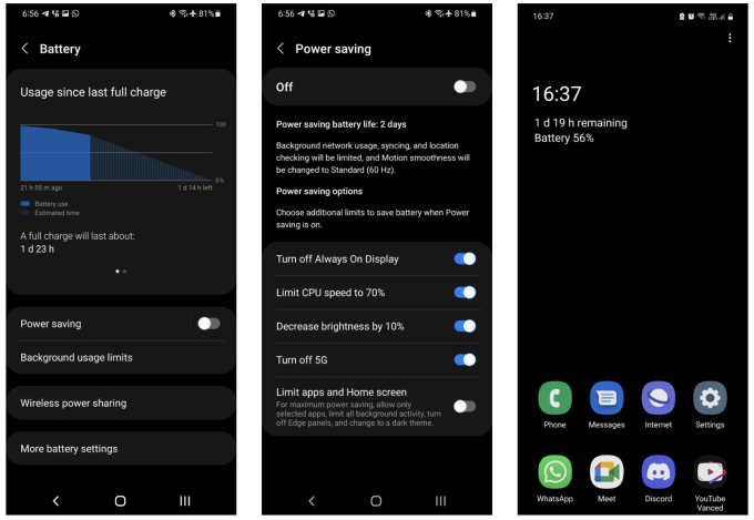 Giao diện cài đặt của thiết bị Android cho phép bạn xem và điều chỉnh một số cài đặt về pin.