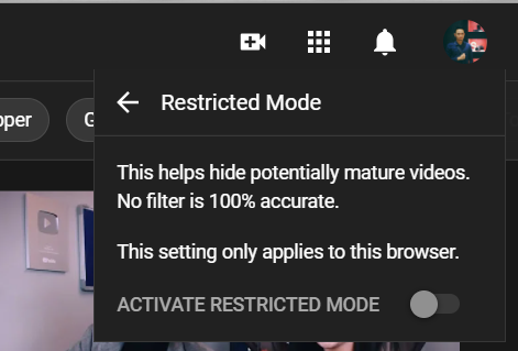 Chế độ hạn chế trên YouTube.