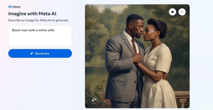 AI được hiển thị hình ảnh một cặp vợ chồng da đen và lệnh đầu vào là một người đàn ông da đen và một người vợ da trắng.Ảnh: Business Insider