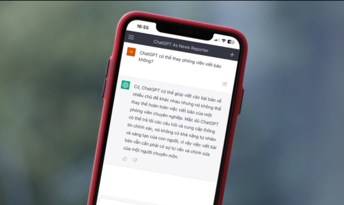 ChatGPT trả lời câu hỏi liệu nó có thể thay thế phóng viên báo chí hay không Ảnh: Khương Nha
