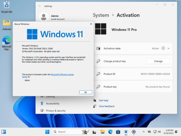 Windows 11 Pro v23H2 Build 22631.3296 (No TPM) With Office 2024 Pro Plus PreActivated