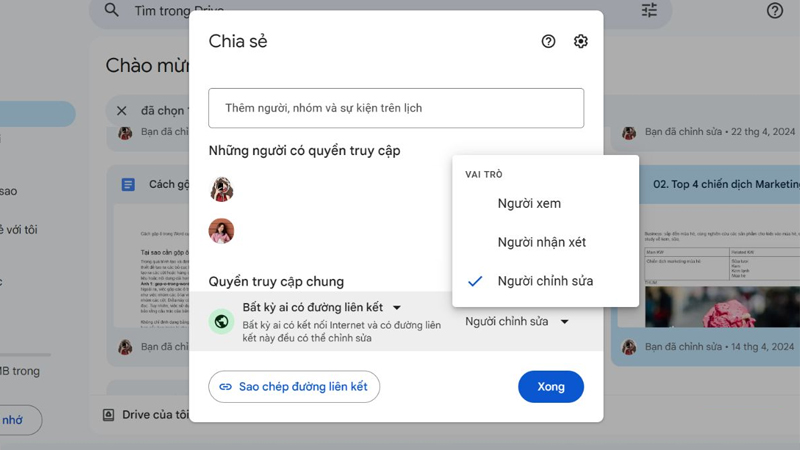 Xem mẫu trên Google Drive