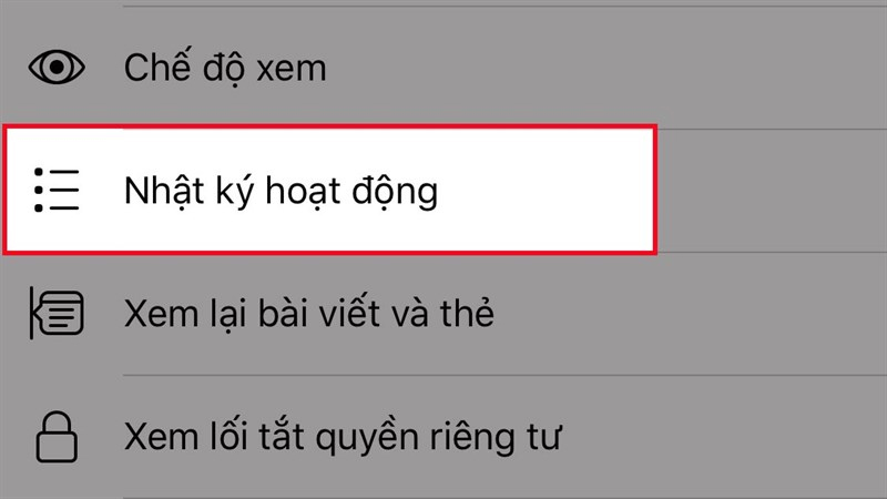 Chọn Hoạt động Đăng nhập tùy chọn hồ sơ của bạn