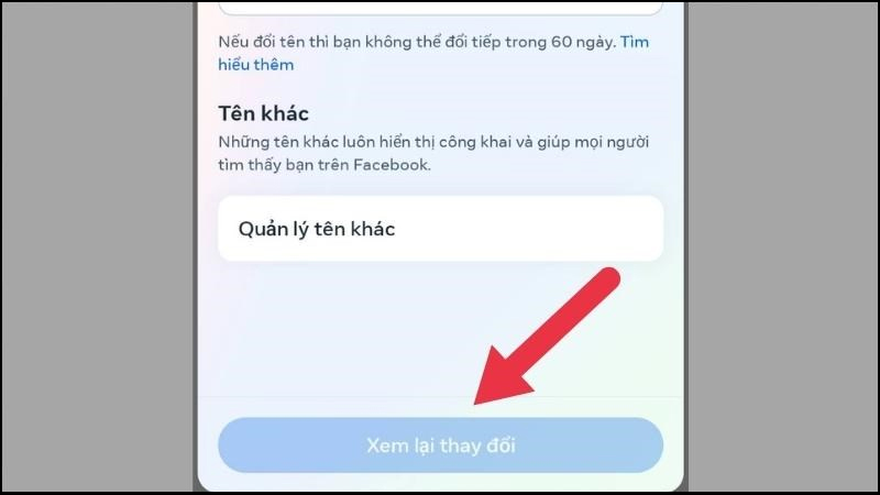 Chọn Xem thay đổi để kiểm tra tên mới