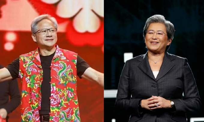 Giám đốc điều hành Nvidia Jensen Huang (trái) và Giám đốc điều hành AMD Lisa Su. Ảnh: Nvidia/AMD