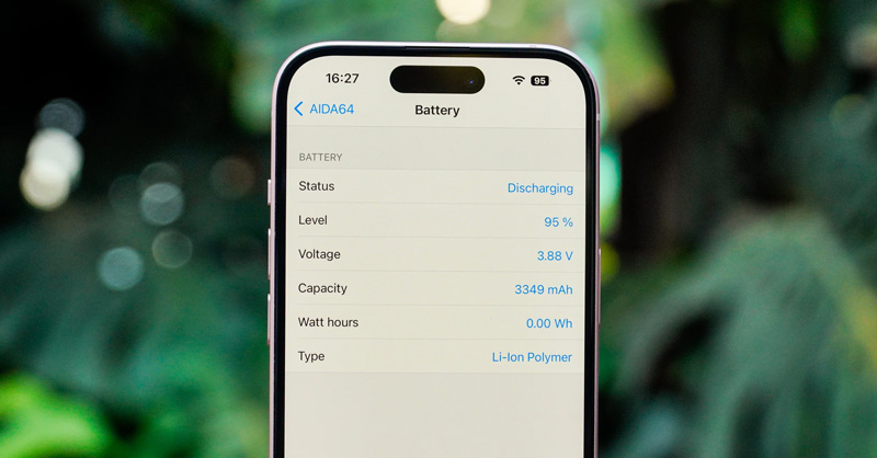 Dung lượng pin iPhone 15 là 3349mAh