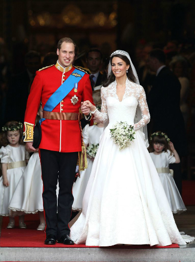 Hoàng tử William và Công nương Kate Middleton trong đám cưới của họ. Ảnh của Chris Jackson.