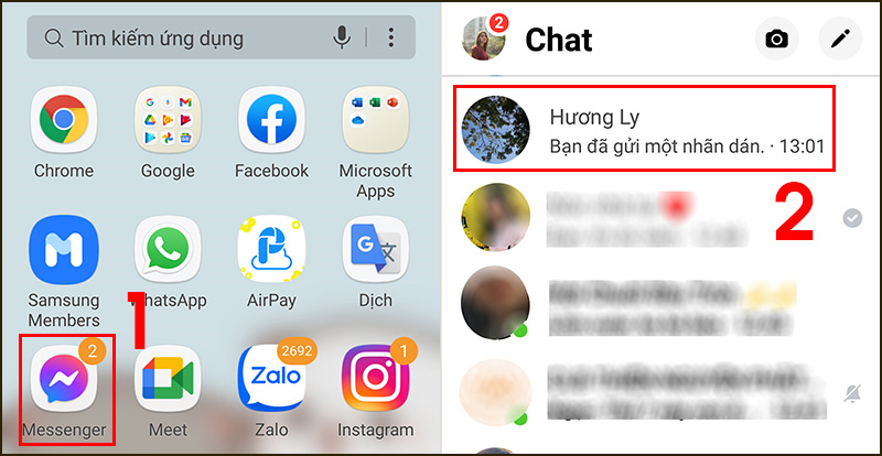 Mở ứng dụng Messenger và nhấn vào tài khoản bạn muốn tạo cuộc trò chuyện bí mật