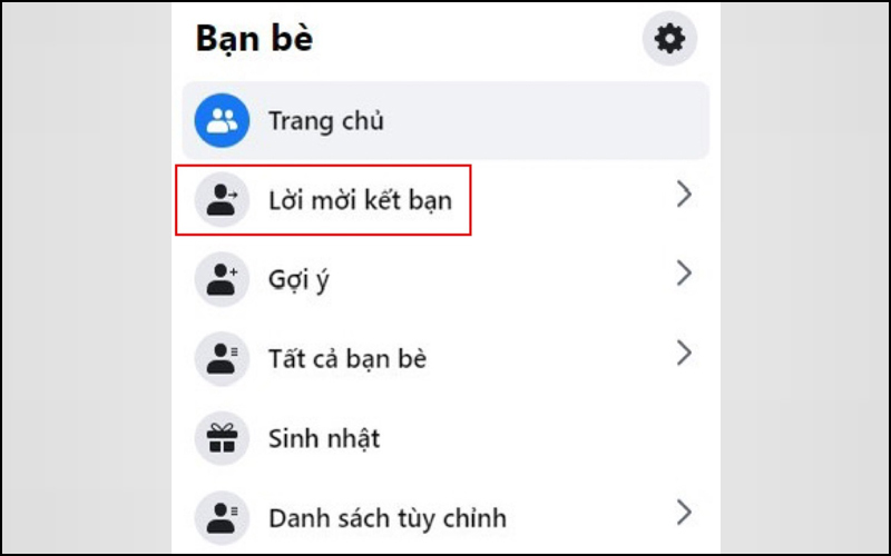 Sau khi người dùng vào giao diện kết bạn chọn mục yêu cầu kết bạn