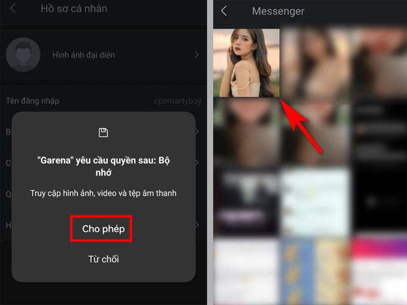 Nhấn Allow để cấp quyền truy cập ứng dụng và chọn ảnh đại diện