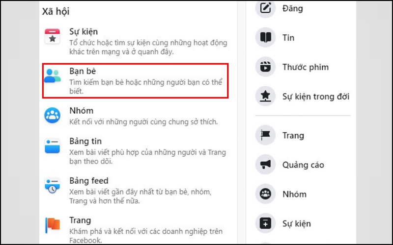 Nhấn vào mục bạn bè trong giao diện menu