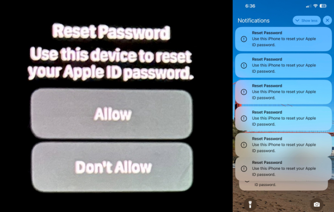 Giao diện iPhone nhận hàng loạt tin nhắn khôi phục mật khẩu. Ảnh: KrebsOnSecurity