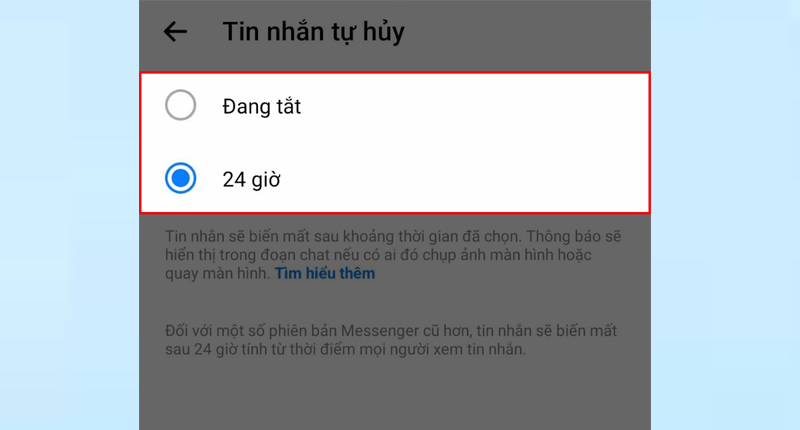 Đặt thời gian xóa tin nhắn cho cuộc trò chuyện trên Messenger