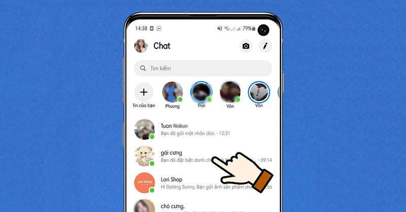 Tìm và nhấn vào tài khoản bạn muốn đặt biệt hiệu Messenger