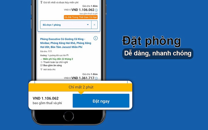 Booking.com cho phép đặt phòng nhanh chóng