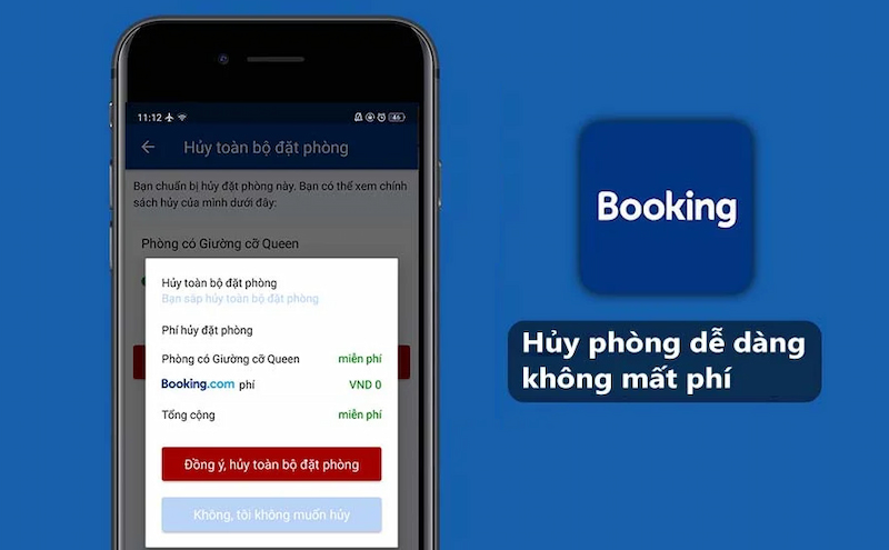 Hủy phòng miễn phí với ứng dụng Booking