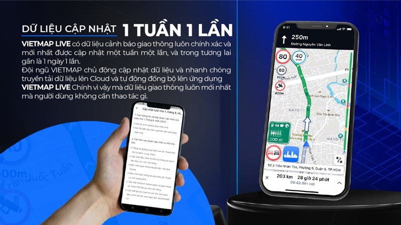 Vietmap Live cập nhật dữ liệu hàng tuần