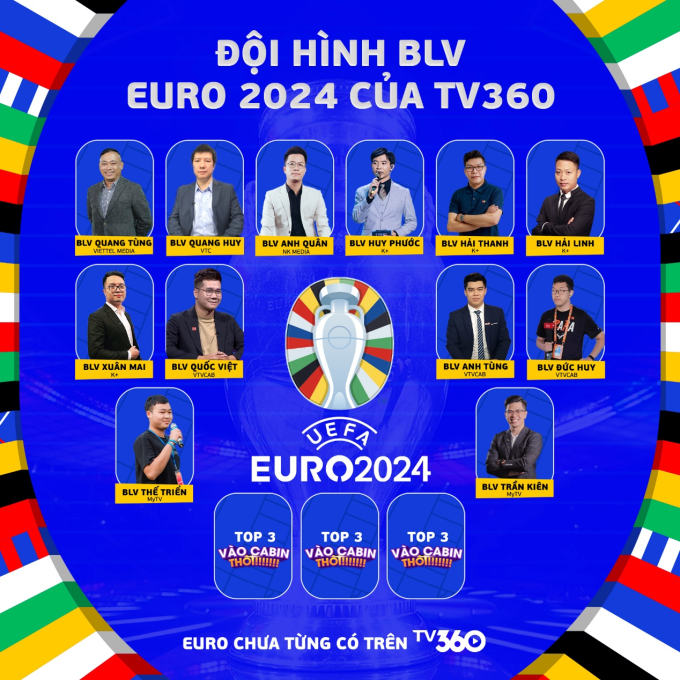 Bình luận viên Euro 2024 trên TV360.  Ảnh: TV360