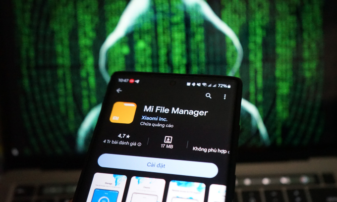 Ứng dụng Xiaomi Mi File Manager hiển thị trên điện thoại thông minh. Ảnh: Rufu