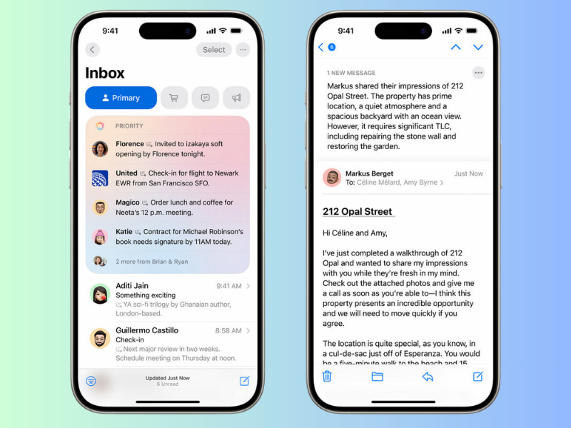 Apple Intelligence nâng cấp trải nghiệm ứng dụng Mail