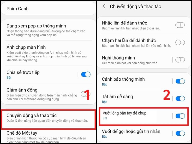 Mở lòng bàn tay và trượt để bắn