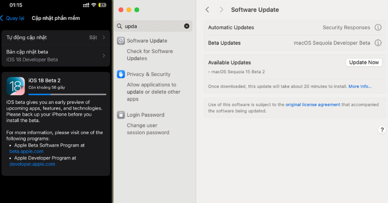 Cập nhật MacOS 15 Beta 2 và iOS 18 Beta 2 để sử dụng tính năng mirror iPhone 