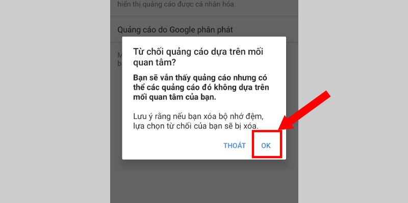 Chọn “OK” khi hệ thống hỏi