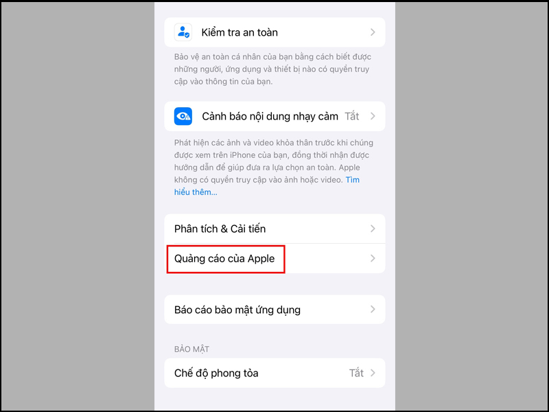 Chọn quảng cáo Apple