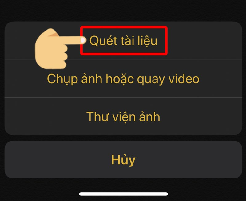 Chọn tài liệu để quét