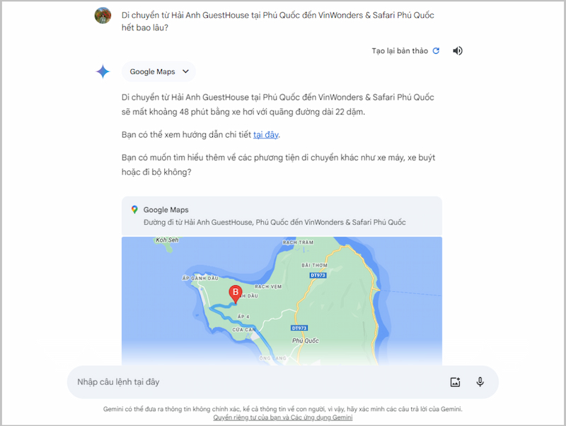 Cung cấp chỉ đường thuận tiện với Google Gemini 