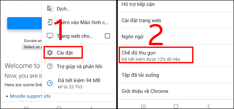 Nhấp vào Cài đặt và chọn Chế độ thu gọn