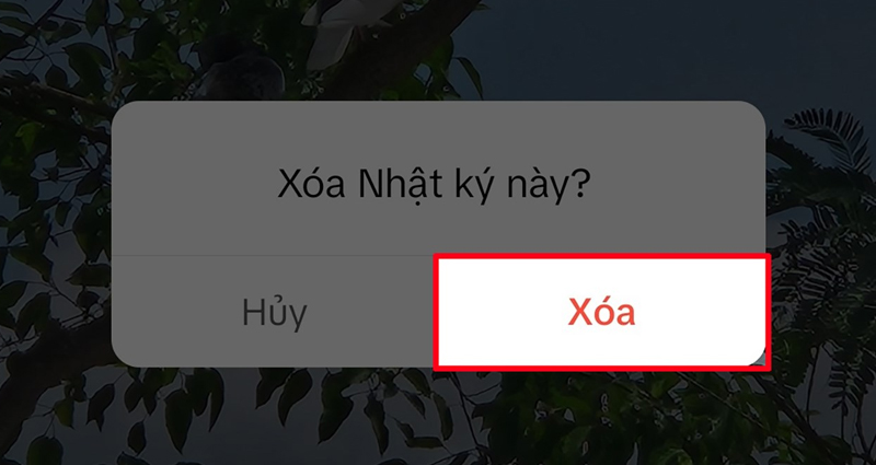 Nhấn Xóa lần nữa để xác nhận