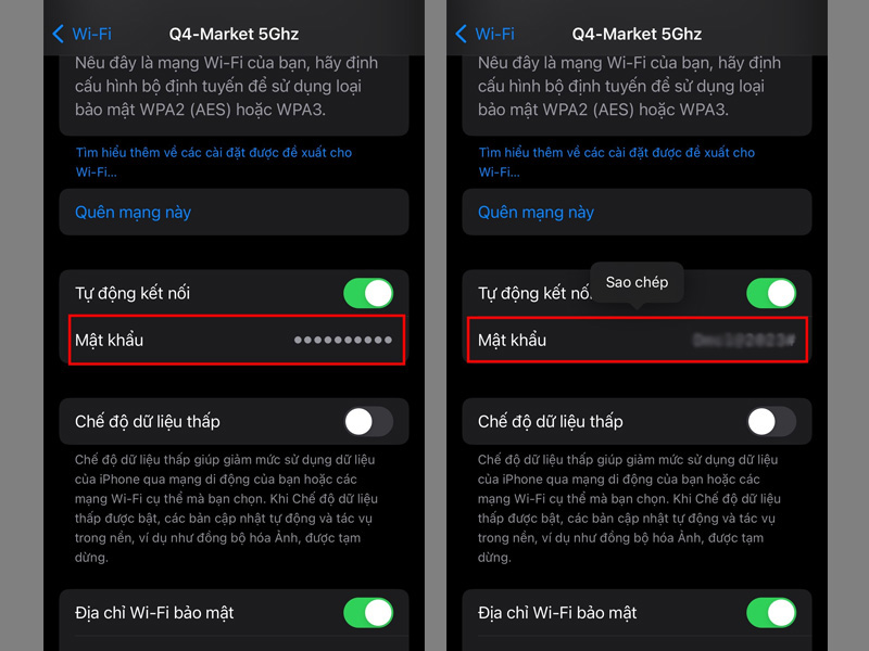 Nhập mật khẩu iPhone để xem Wifi Pass