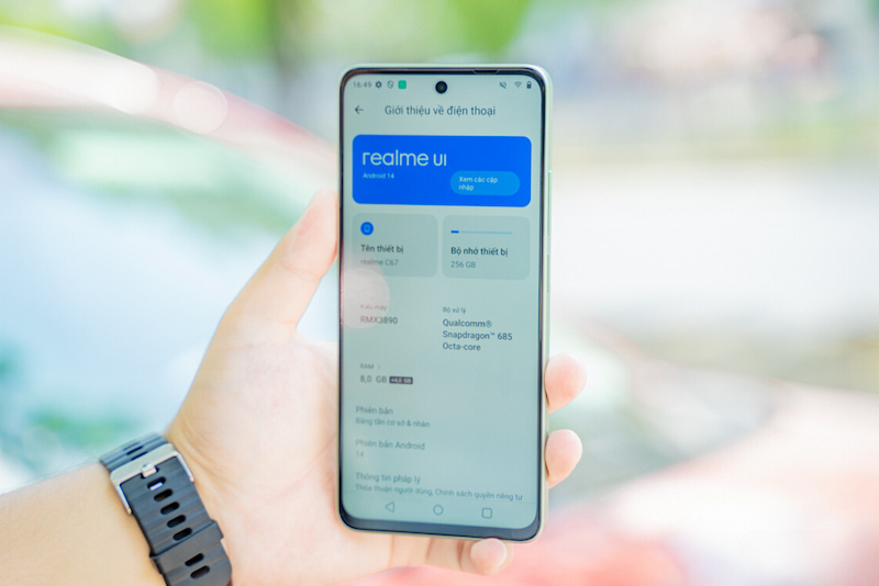 Realme C67 sử dụng giao diện người dùng Realme được tối ưu hóa