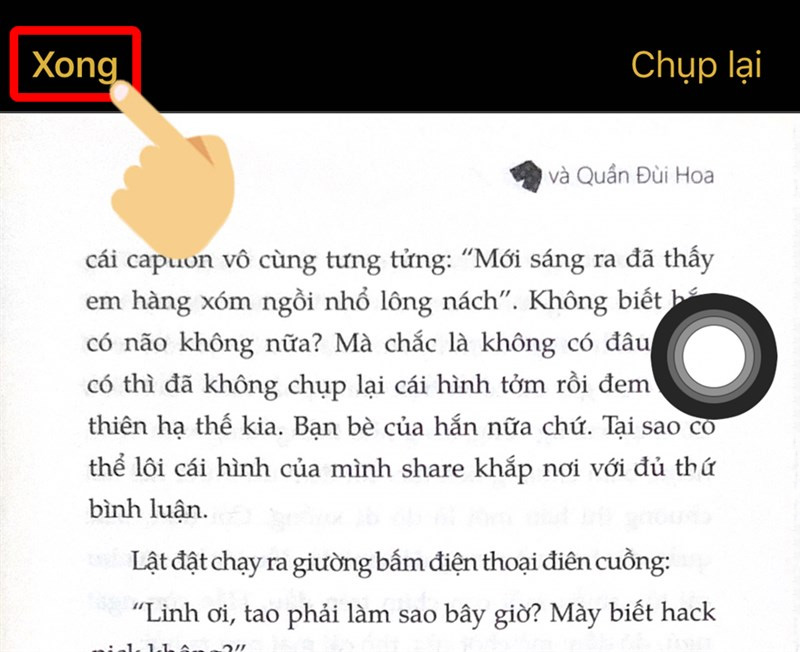 Quét phần còn lại của tài liệu và nhấp vào 