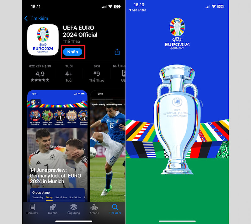 Tải ứng dụng chính thức UEFA EURO 2024 về iPhone