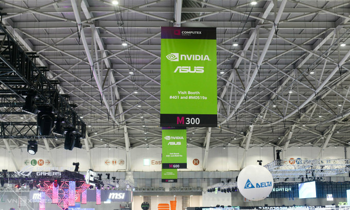 Logo của Nvidia và Asus tại triển lãm COMPUTEX 2024 ở Đài Loan, tháng 6 năm 2024.  Ảnh: Khương Nha