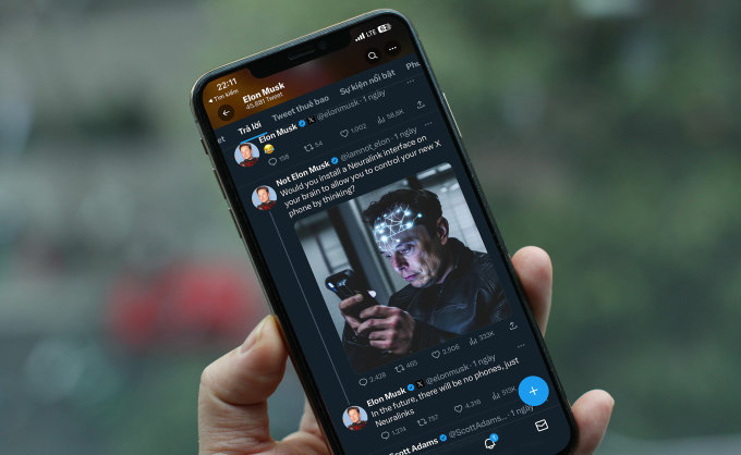Musk trả lời người dùng X về tương lai của Neuralink thay thế điện thoại di động.  Ảnh: Khương Nha