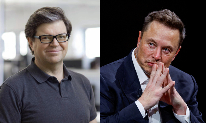 Jan LeCun (trái) và Elon Musk. Ảnh: UCLA/Reuters