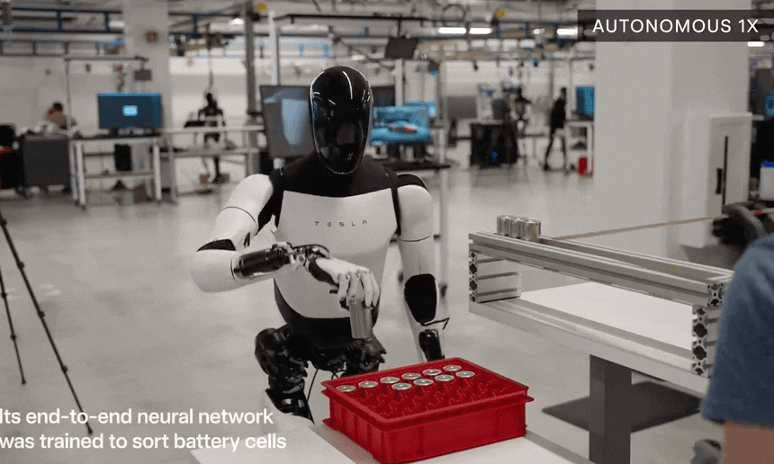 Robot Optimus của Tesla trình diễn cách xếp pin