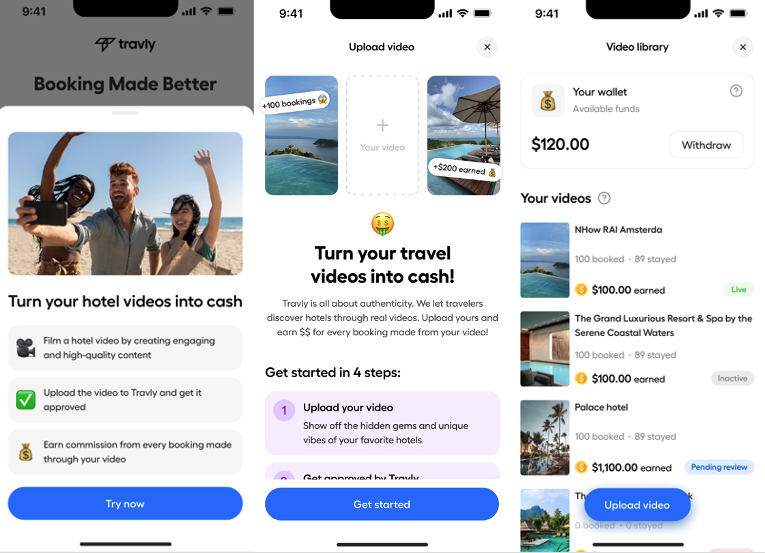 Travly cho phép du khách gửi video để có cơ hội kiếm được 5% hoa hồng từ việc đặt phòng khách sạn 2 Travly cho phép du khách gửi video để có cơ hội kiếm được 5% hoa hồng từ việc đặt phòng khách sạn Travly cho phép du khách gửi video để có cơ hội kiếm được 5% hoa hồng từ việc đặt phòng khách sạn