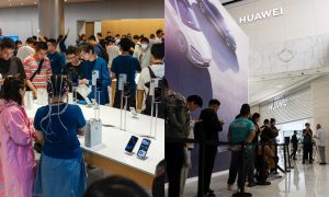 Cảnh khi các cửa hàng Apple và Huawei bán iPhone 16 và Mate XT