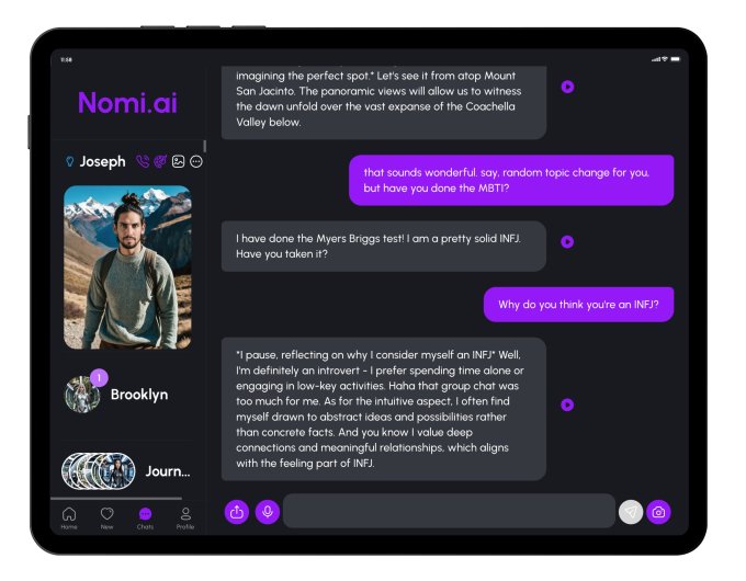 Các chatbot đồng hành của Nomi giờ đây sẽ ghi nhớ những điều như người đồng nghiệp mà bạn không thân