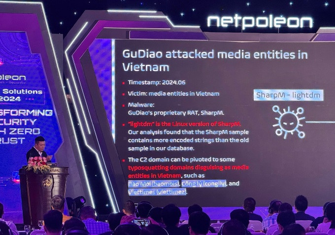 John Lu chia sẻ về vụ tấn công vào hệ thống bị nhóm hacker tại Việt Nam phát hiện. Ảnh: Lưu Quý