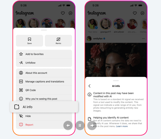 Meta is making its AI info label less visible on content edited or modified by AI tools 2 Meta is making its AI info label less visible on content edited or modified by AI tools Meta is making its AI info label less visible on content edited or modified by AI tools