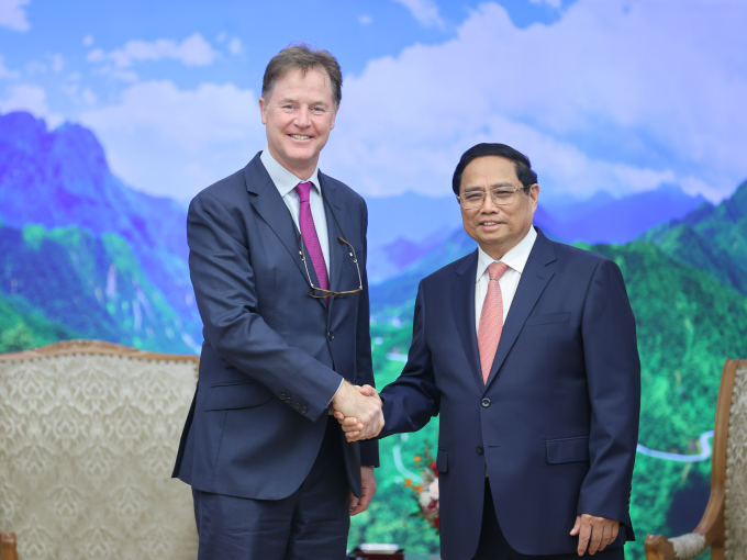 Thủ tướng Việt Nam Phạm Minh Trinh và Nick Clegg, Chủ tịch Đối ngoại toàn cầu của Meta Group. Ảnh: Nhật Bắc