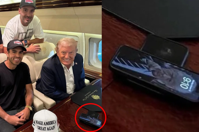 Hình nền được ông Trump cài đặt trên iPhone của mình. Ảnh: Reddit/Nelk Boys