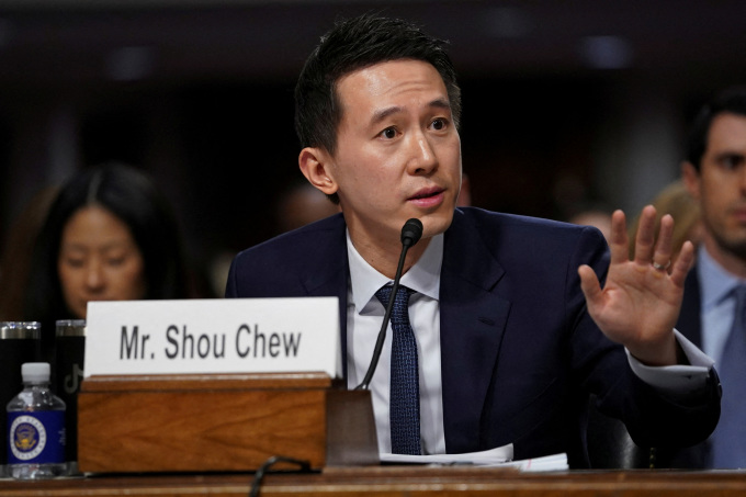 Giám đốc điều hành TikTok Shou Zi Chew trong phiên điều trần ở Capitol Hill vào tháng 3 năm 2023. Ảnh: Reuters