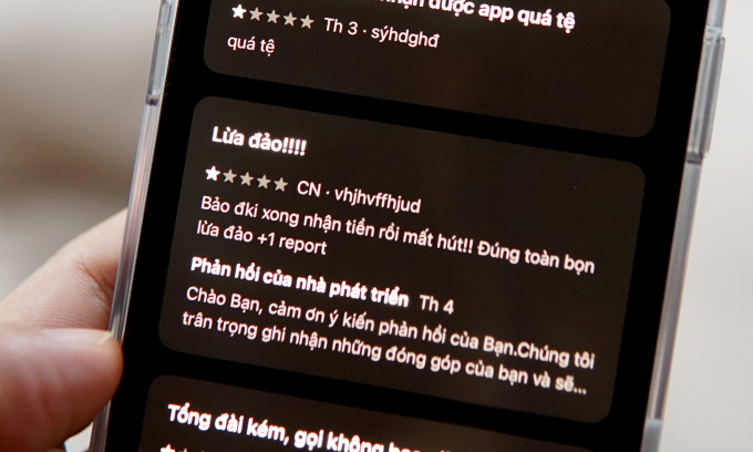 Một người nào đó đã làm theo hướng dẫn nhưng không nhận được tiền giới thiệu đã nhận được xếp hạng 1* trong cửa hàng ứng dụng. Ảnh: Lưu Quý