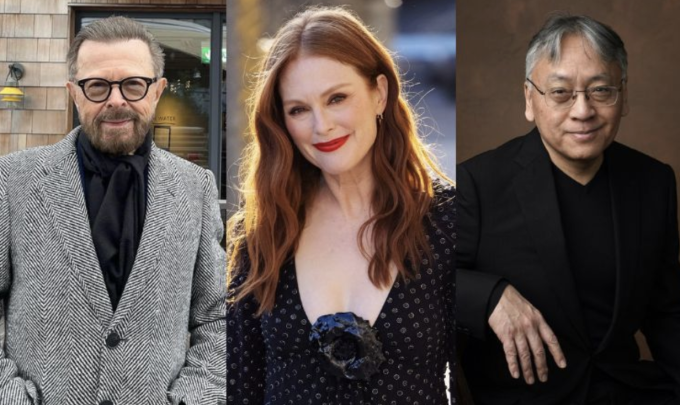 Từ trái sang phải: Ca sĩ ABBA Björn Ulvaeus, diễn viên Julianne Moore và người đoạt giải Nobel 2017 Kazuo Ishiguro nằm trong số những người ký lá thư phản đối trí tuệ nhân tạo. Ảnh: AP/Vanity Fair